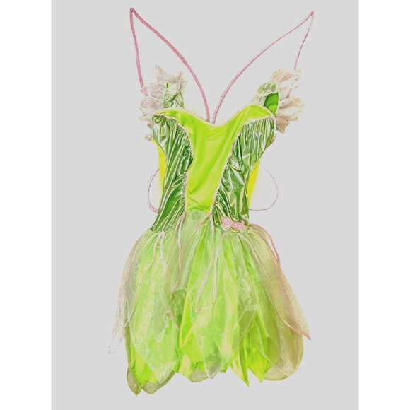 Halloween Tinkerbell Fairy Costume Shoes Wand Peter Pan Fly Soar Trick or Treat - Picture 2 of 16